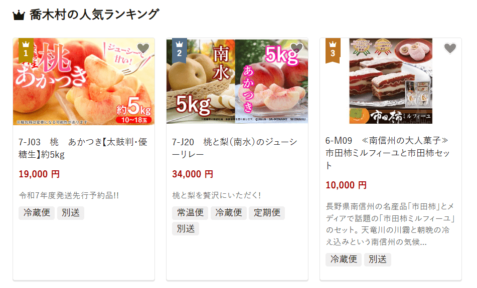 喬木村のふるさと納税