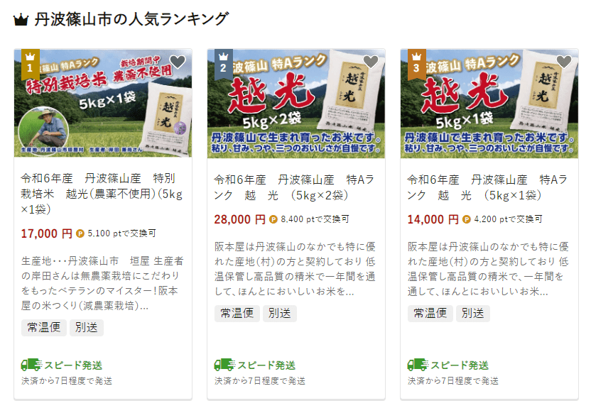 丹波篠山市のふるさと納税