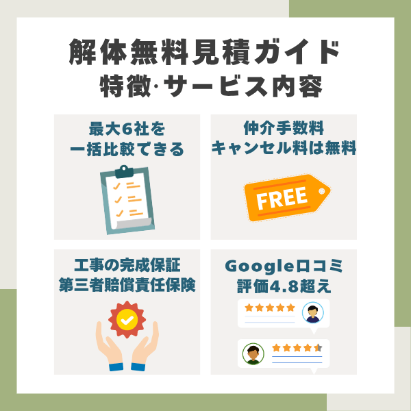 解体無料見積ガイドの特徴まとめ