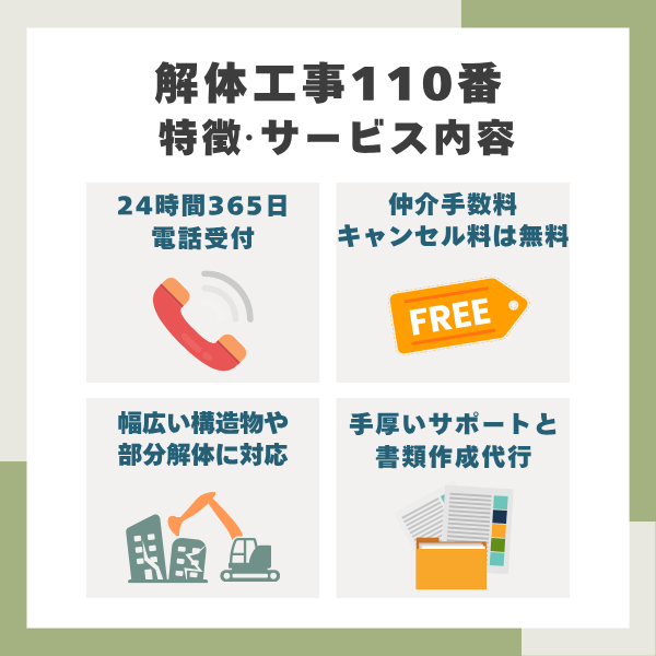 解体工事110番の特徴まとめ