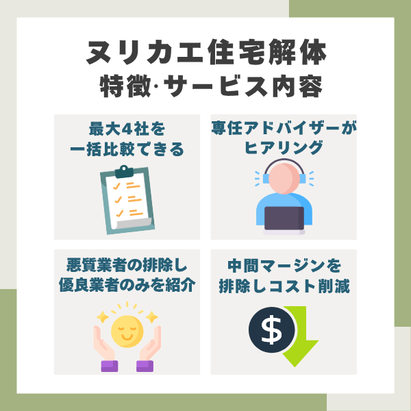 ヌリカエ住宅解体の特徴まとめ