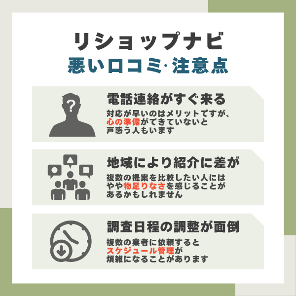 リショップナビのデメリット