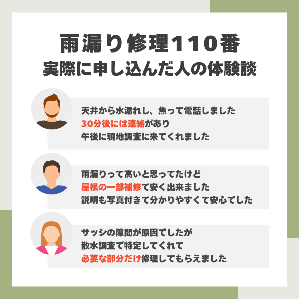 雨漏り修理110番の体験談