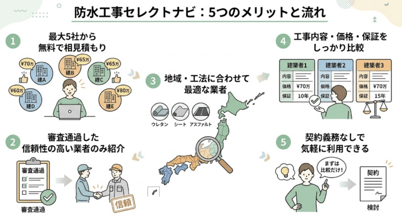 防水工事セレクトナビの口コミ評判まとめ