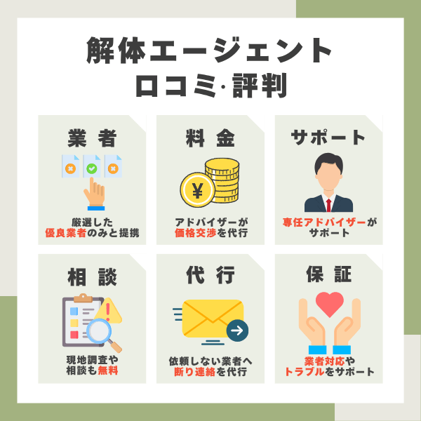 解体エージェント口コミまとめ