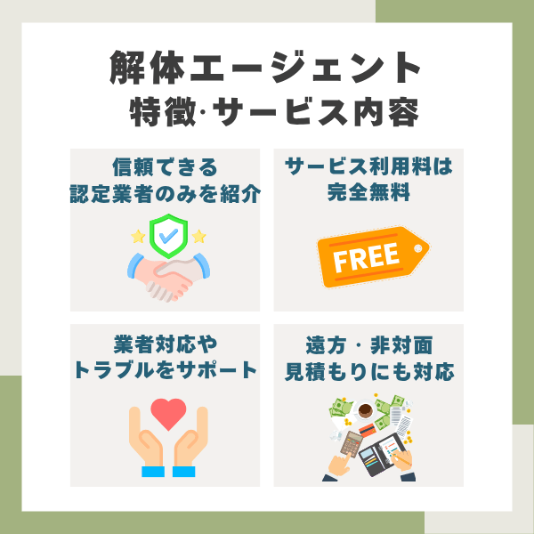 解体エージェント特徴・サービス