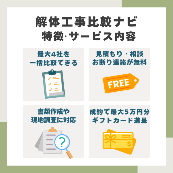 解体工事比較ナビの特徴まとめ