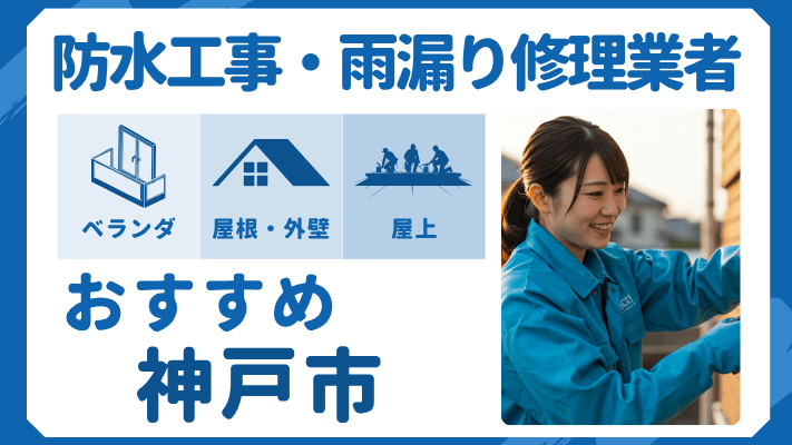 神戸市でおすすめの防水工事(ベランダ・バルコニー・屋上)業者・雨漏り修理7選!ランキングや費用相場を解説