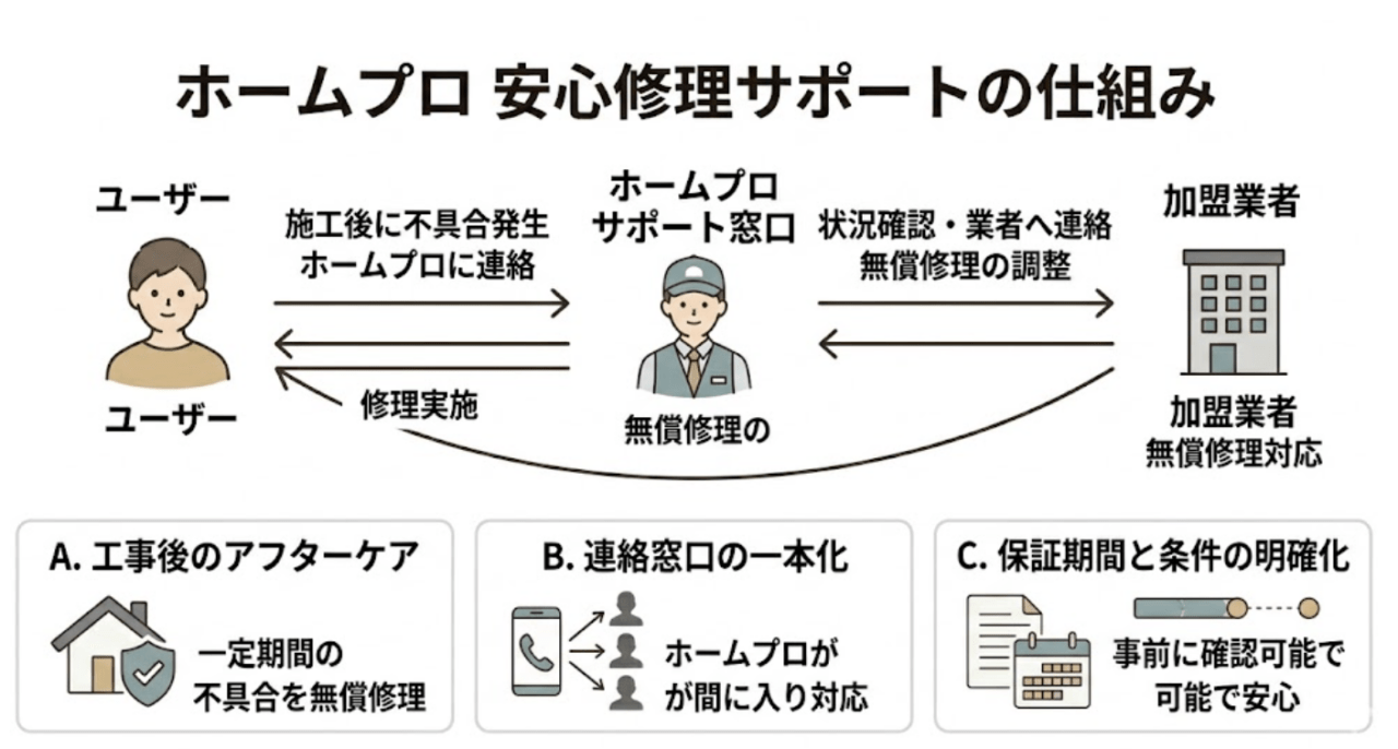 ホームプロの安心修理サポートとは？