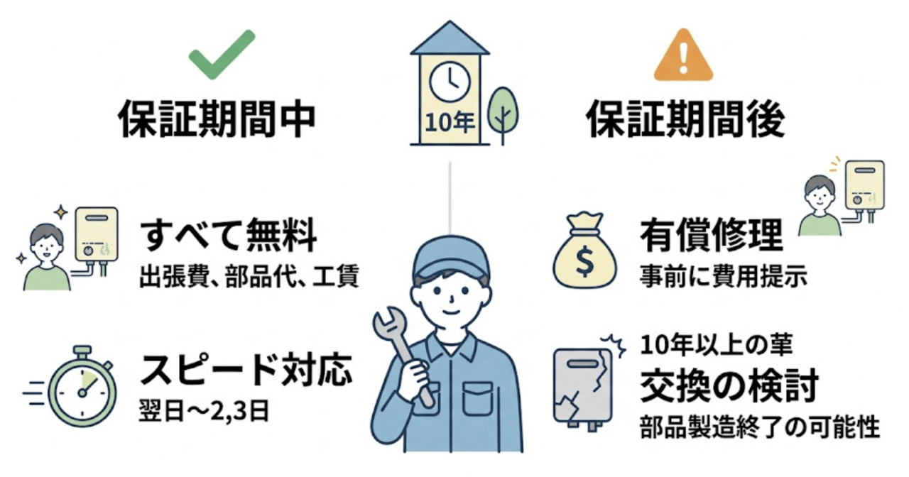 修理対応の実態|保証期間中・期間後それぞれどうなる?