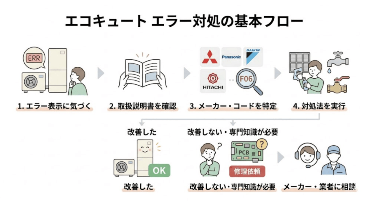 エコキュート エラー対処の基本フロー