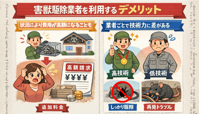 害獣駆除業者を利用するデメリット