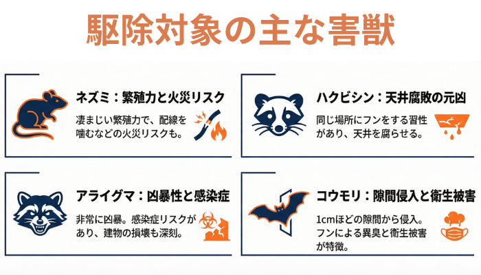 駆除対象の害獣の種類