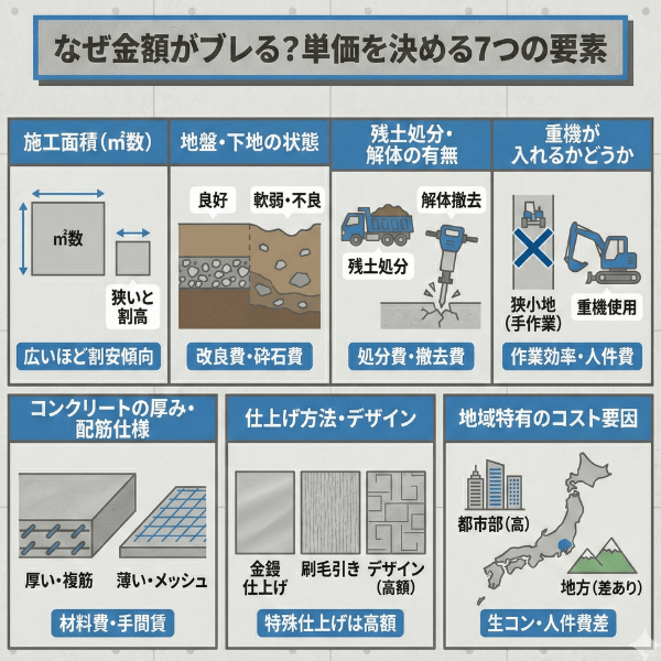土間コンクリートはなぜ金額がブレる？単価を決める7つの要素