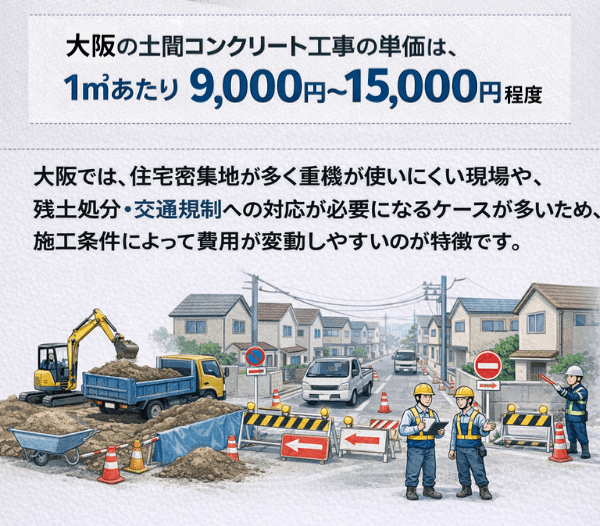 大阪の土間コンクリート単価相場・駐車場