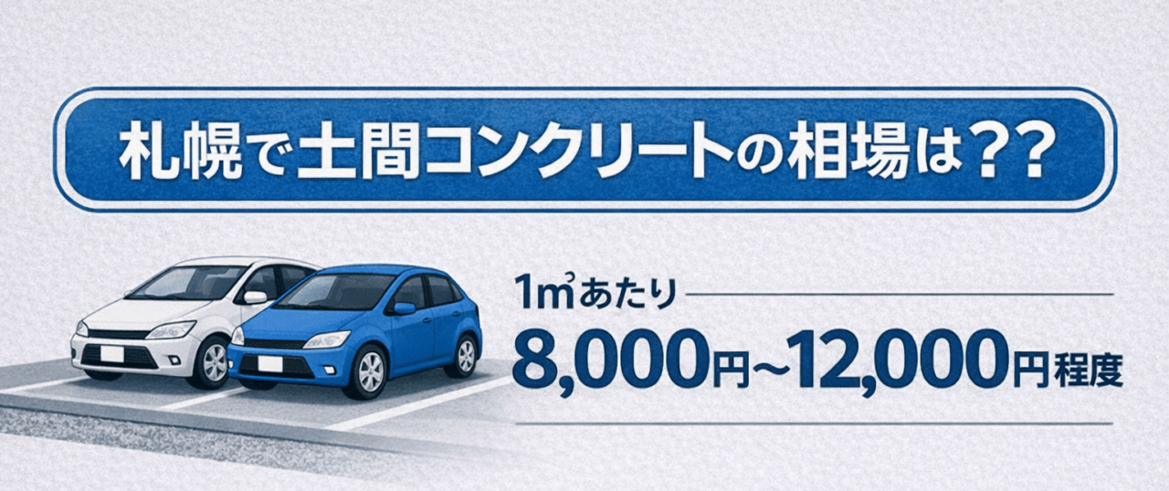 札幌の土間コンクリート工事の単価は、1㎡あたり8,000円〜12,000円程度が一般的です。