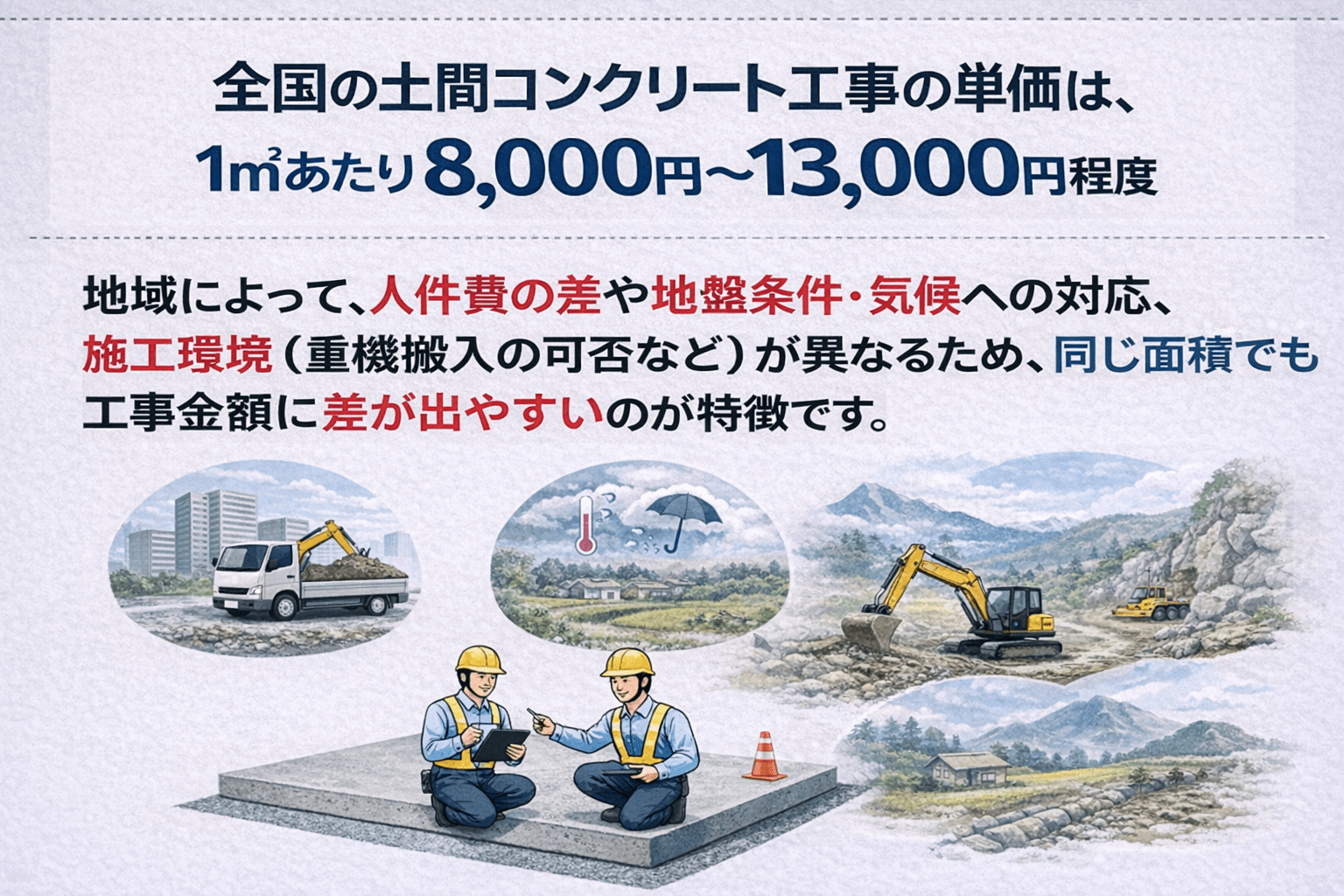全国の土間コンクリート単価相場・駐車場