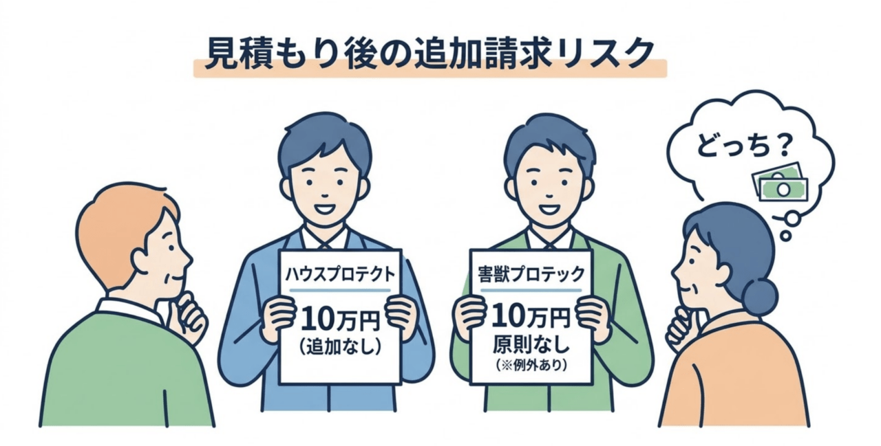 害獣プロテックとハウスプロテクトの料金体系を比較！追加費用が発生しないのはどっち？