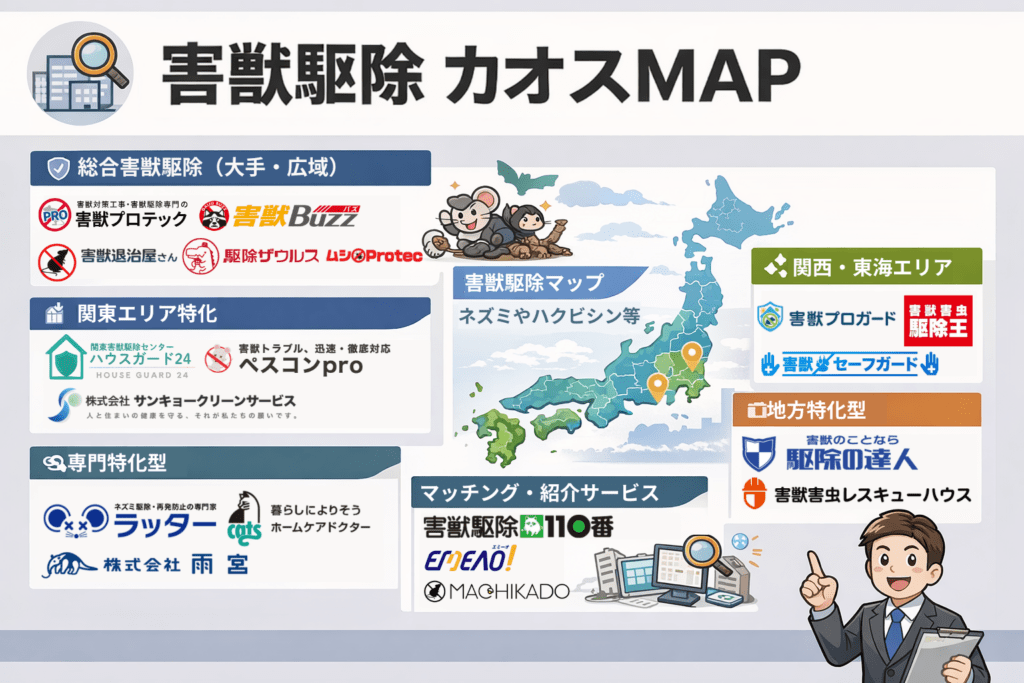 害獣駆除業者おすすめカオスマップ